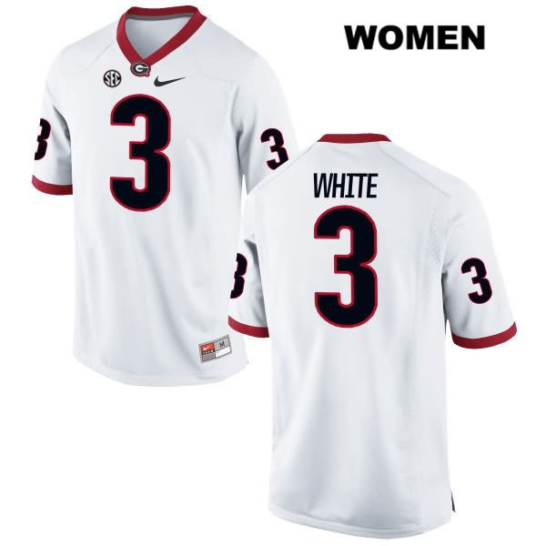 Georgia Bulldogs Women's Zamir White #3 NCAA Authentic White Nike Stitched College Football Jersey WDT6556CT